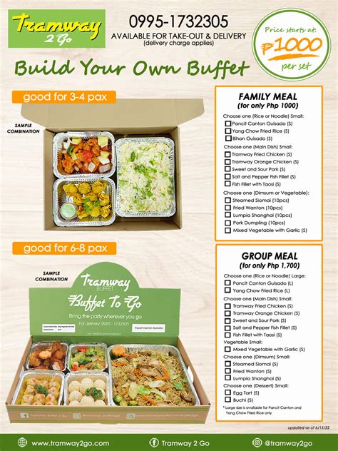 Tramway Buffet Plaza menu price 2022.
